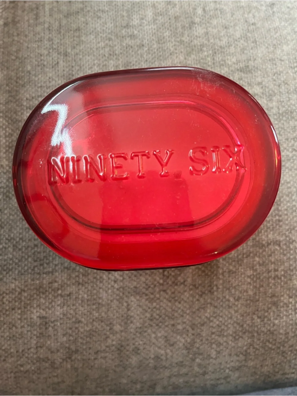 Ninety Red Glass Candle Jar with Gold Accents